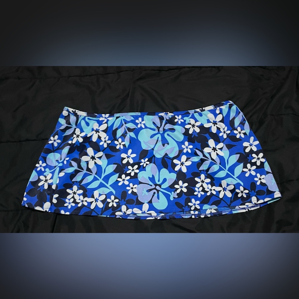90s y2k tropical blue swim skirt cover up